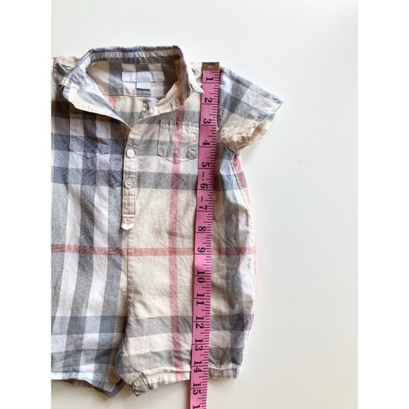 Kids' BURBERRY Light Tan Nova Check Plaid One Piece Jumpsuit Romper, Size 6M - Picture 10 of 12